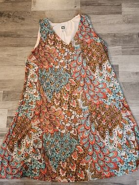 Anne Klein Multicolor V-Neck Print Dress Top